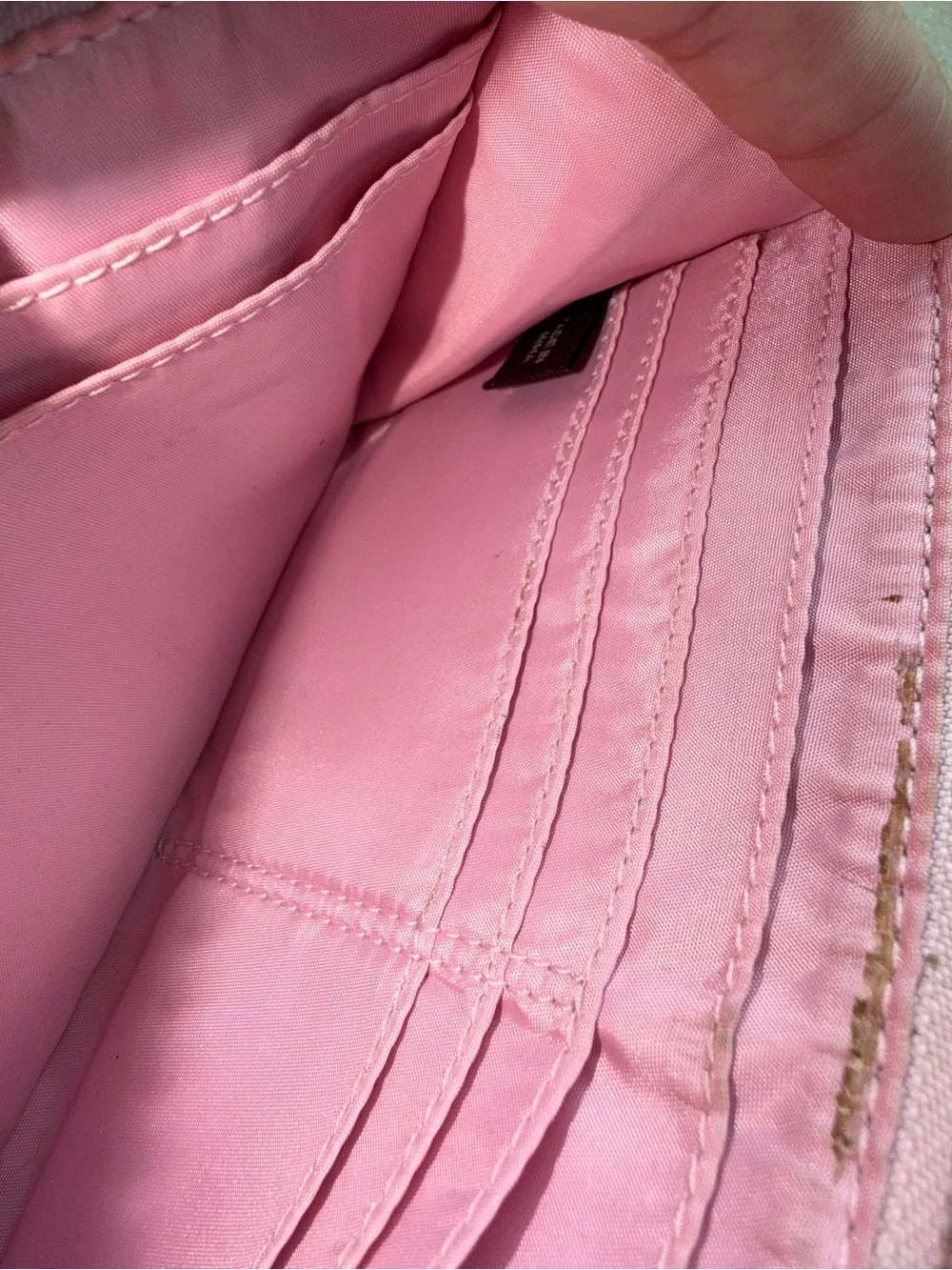 Coach Pink Accent Canvas Wristlet Wallet